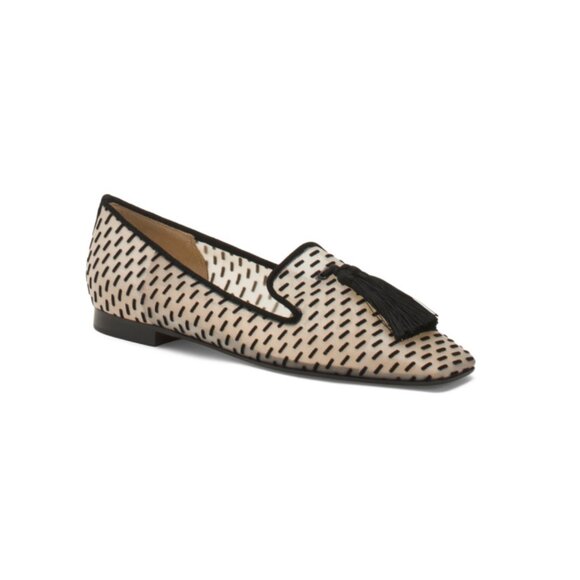 PROSPERINE Black Made In Italy Mesh Loafers With Tassels - Picture 1 of 2